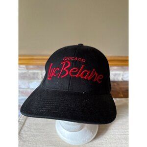 Luc Belaire Chicago Snapback Hat Black Red Embroidered Adjustable Cap Black Red
